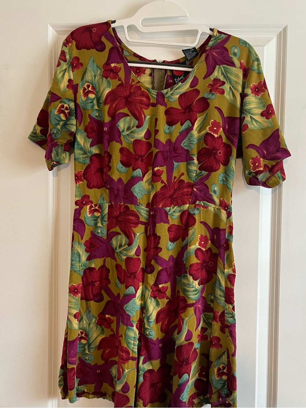 Vintage 90s Tropical Resort Print Rayon Romper | Size M